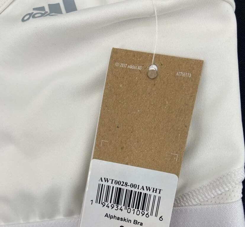 NEW Adidas White Aeroready Alphaskin Racerback Elastic Sports Bra Band Women’s M