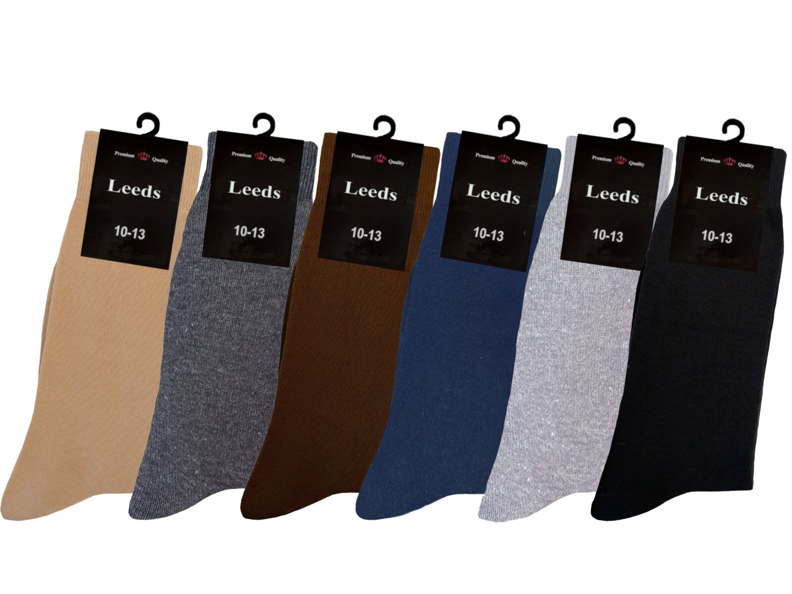 6 Pair SOLID COLORS NATURAL COTTON Multicolor Men’s COTTON Dress Socks 10-13