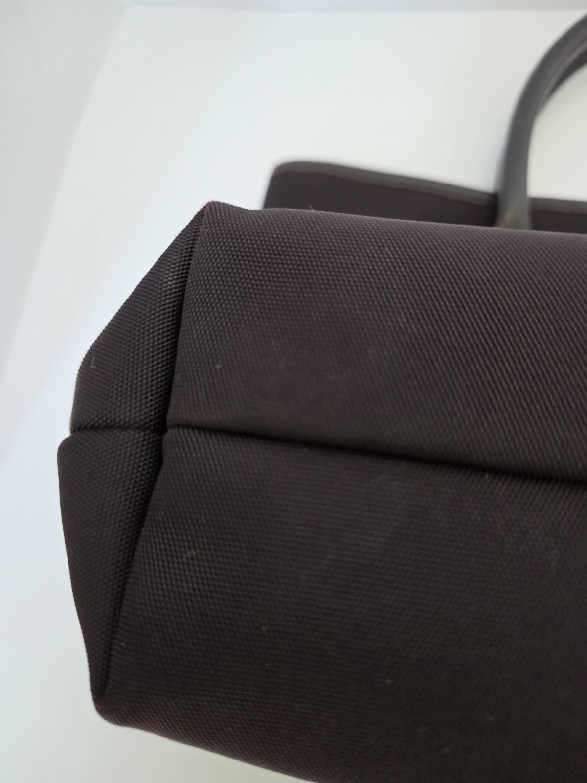 GUCCI Brown Nylon Leather Trim Tote Bag Logo Vintage 0457