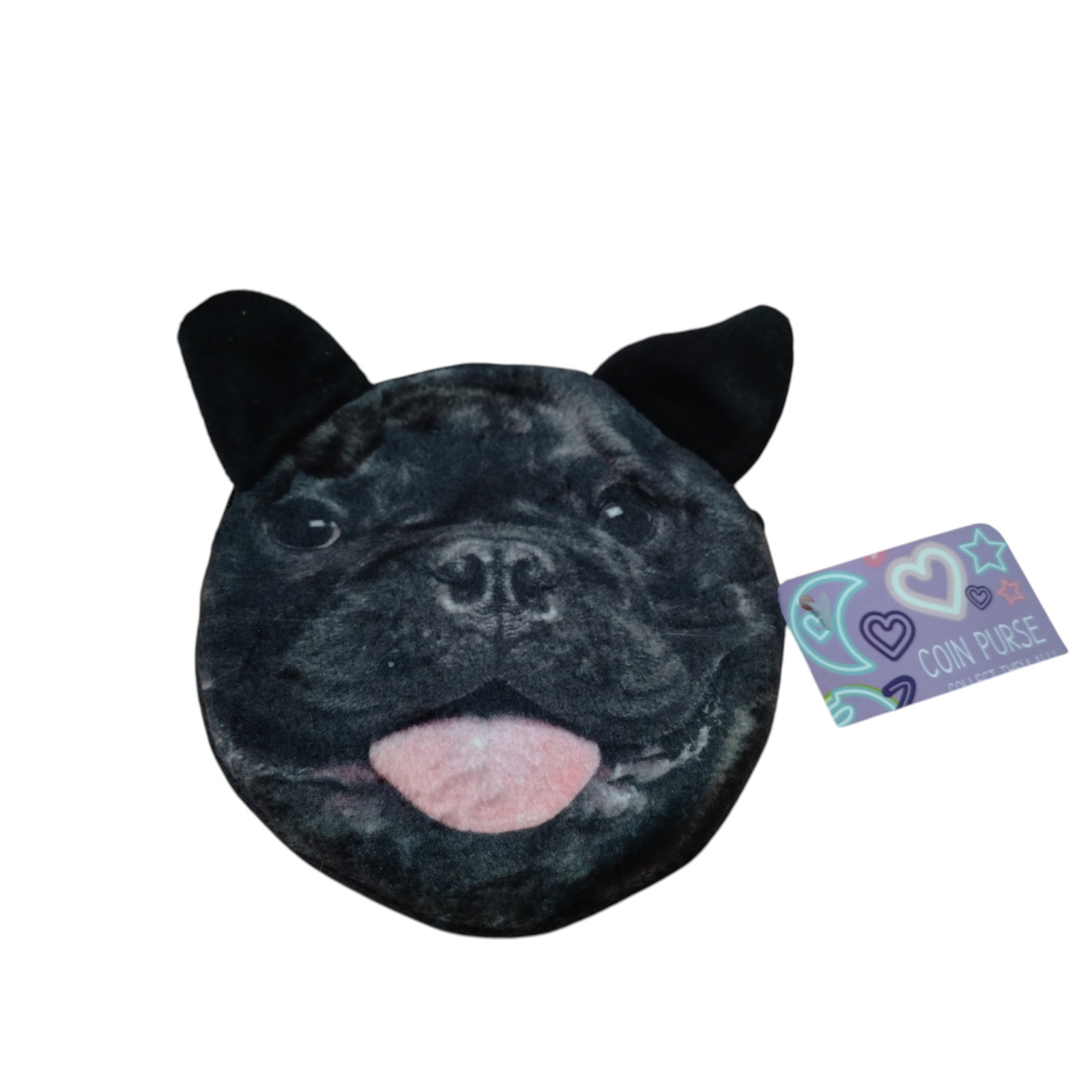 Bulldog Coin Purse Wallet Novelty Black Zip Closure Money Soft 4 x 5 Inches New