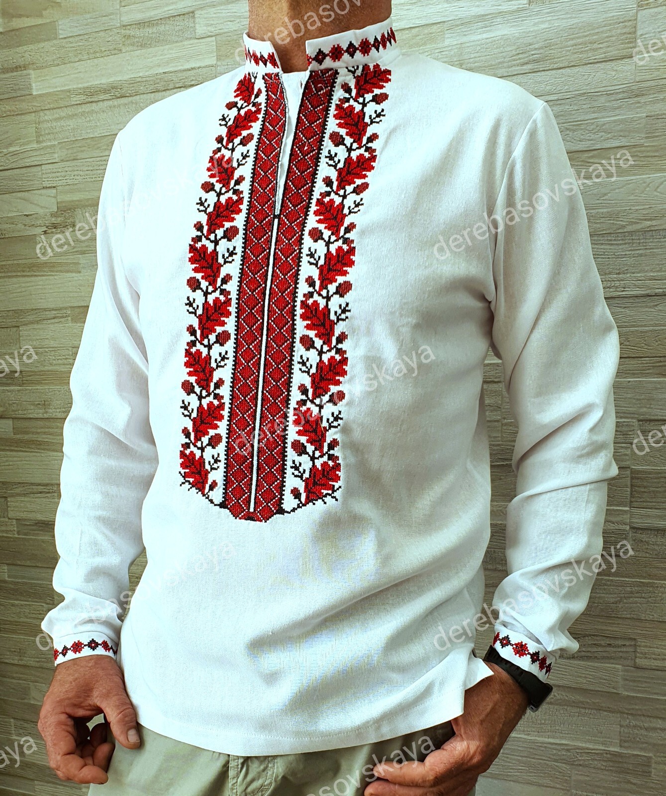 Ukrainian Embroidered Tradition shirt for men Sorochka Vyshyvanka BIG SIZE M-5Xl