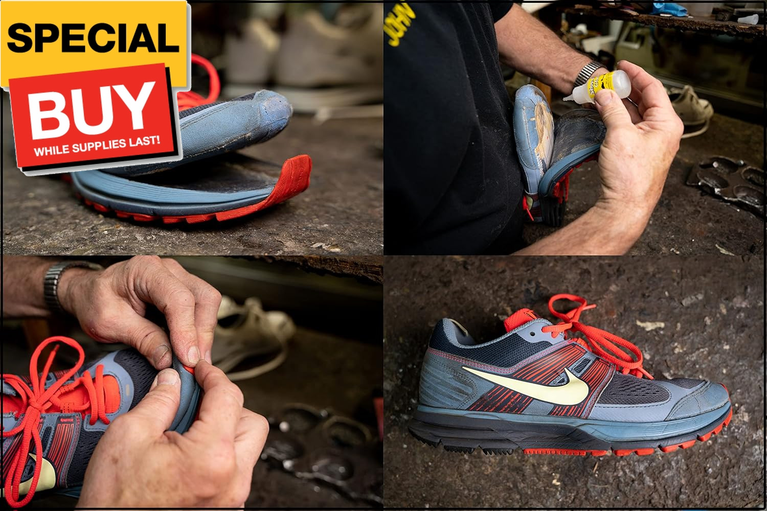 Glue Professional Grade Repair Adhesive for All Footwear Instant Bond, Clear Dry