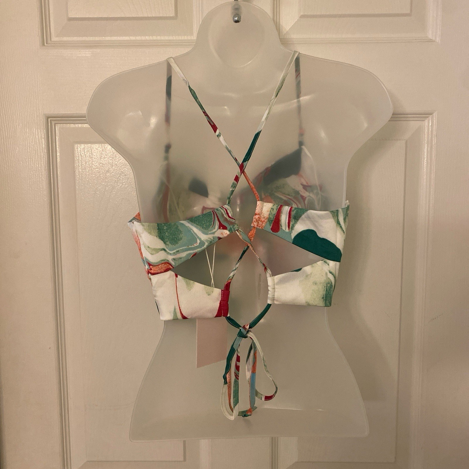 Love Fate Destiny White Green Red Abstract Cropped Spaghetti Strap Tank Top S