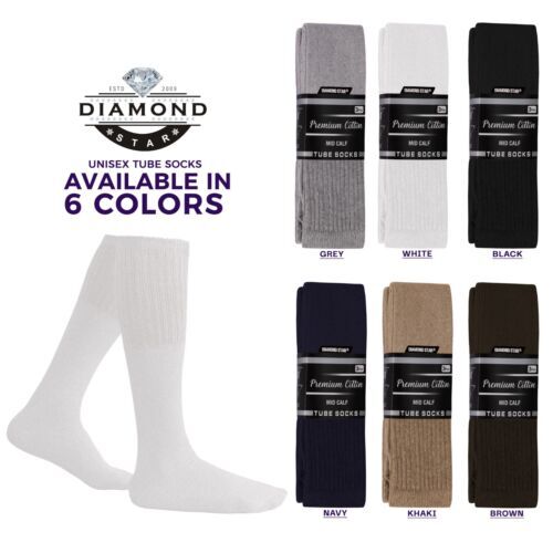 6-12-18 Pairs Men’s White Tube Socks Over The Calf Sport Cotton Socks Big &Tall