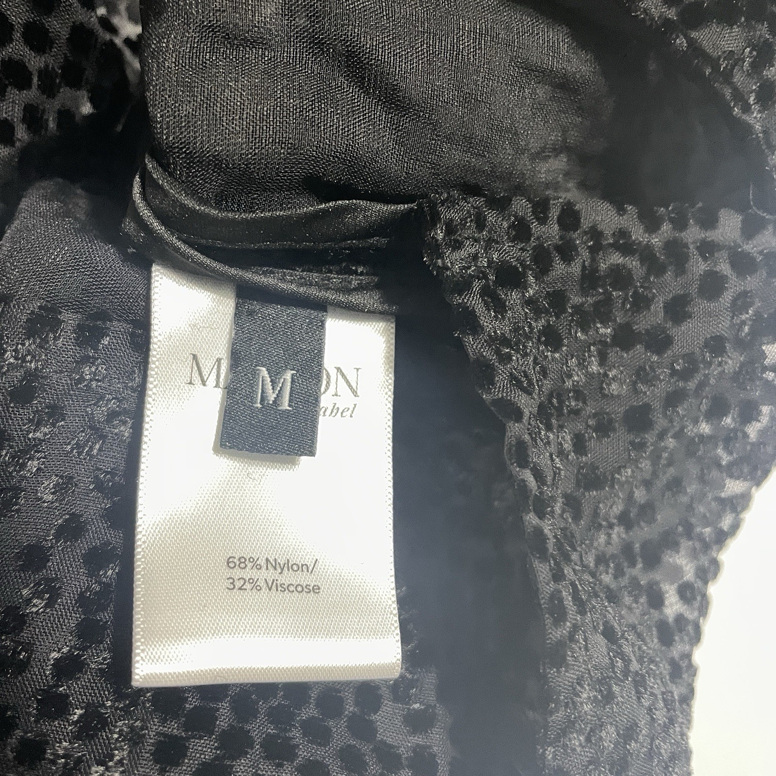 Mayson the Label womens black Short sleeve Blouse Shirt Top Nylon sheer Sz M