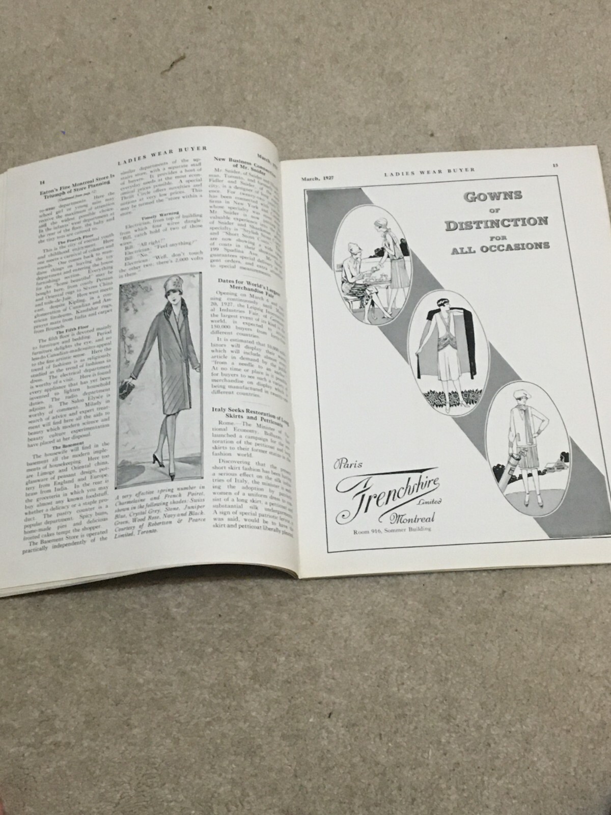 Vtg 1927 Ladies Wear Buyer Magazine for Woman, Dept & General Stores, Canada