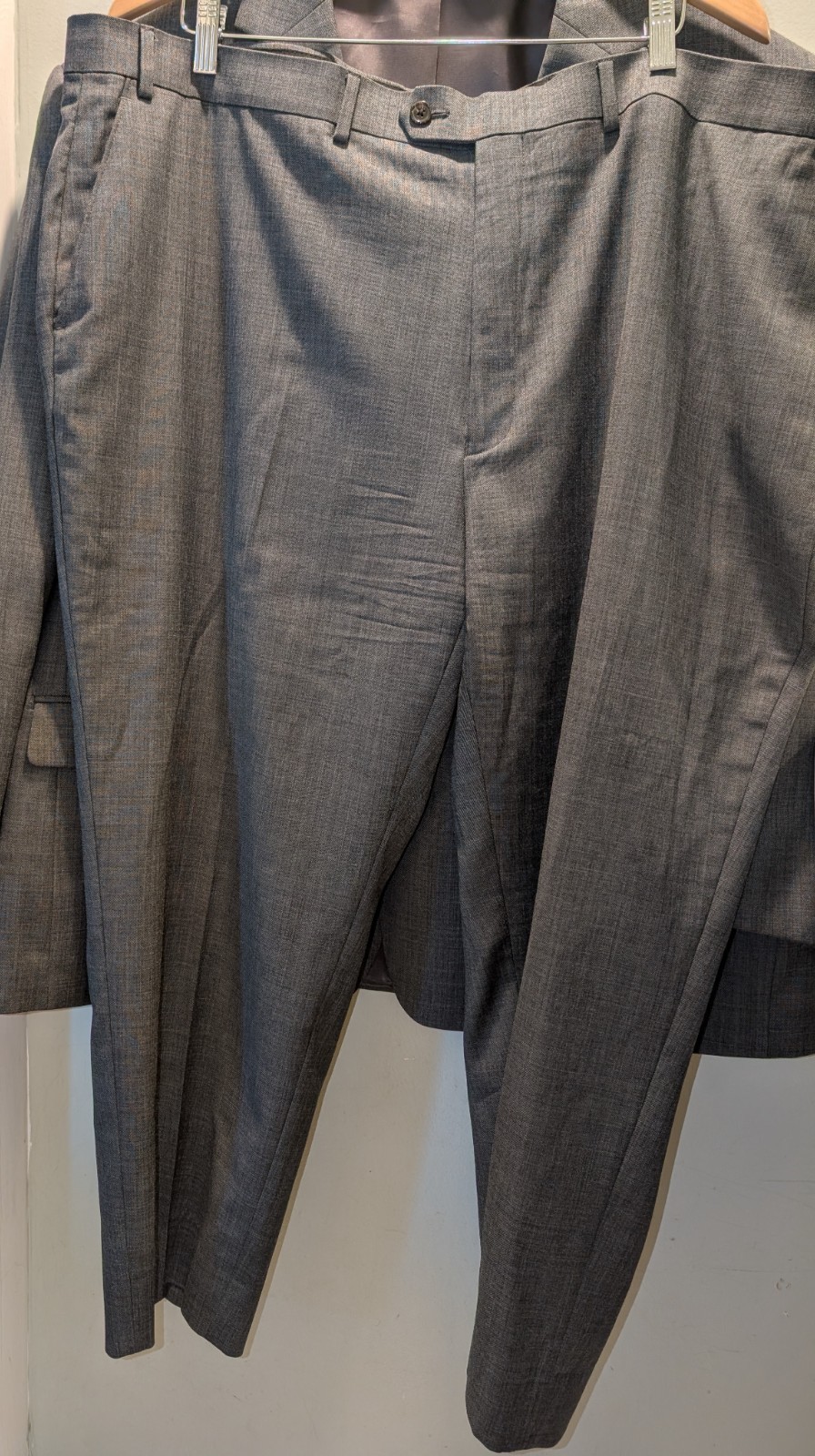 Lauren Ralph Lauren Suit Mens 52R Pant 48×28 Gray Stretch Wool Black Label