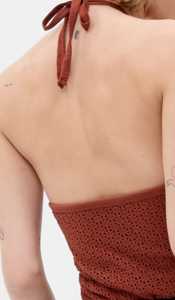 Gap Crochet Halter Top Fully Lined Woman’s Size X-Large Tall Brown NWT..