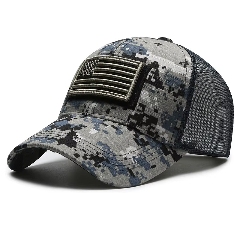 American Flag Camo Embroidered Mesh Baseball Cap Adjustable Outdoor Men Hat