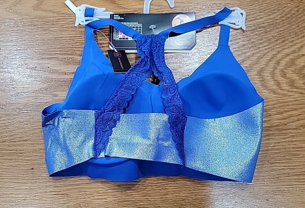 No Boundaries Juniors Lace Racerback Bralette Metallic Blue XS,S,M,L,XL,2XL,3XL