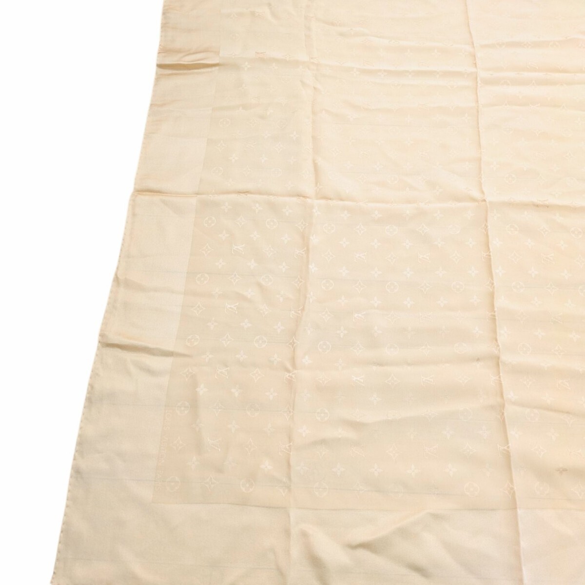 LOUIS VUITTON Scarf Stole Large 100 Silk Monogram Beige Approximately 87cm Japan