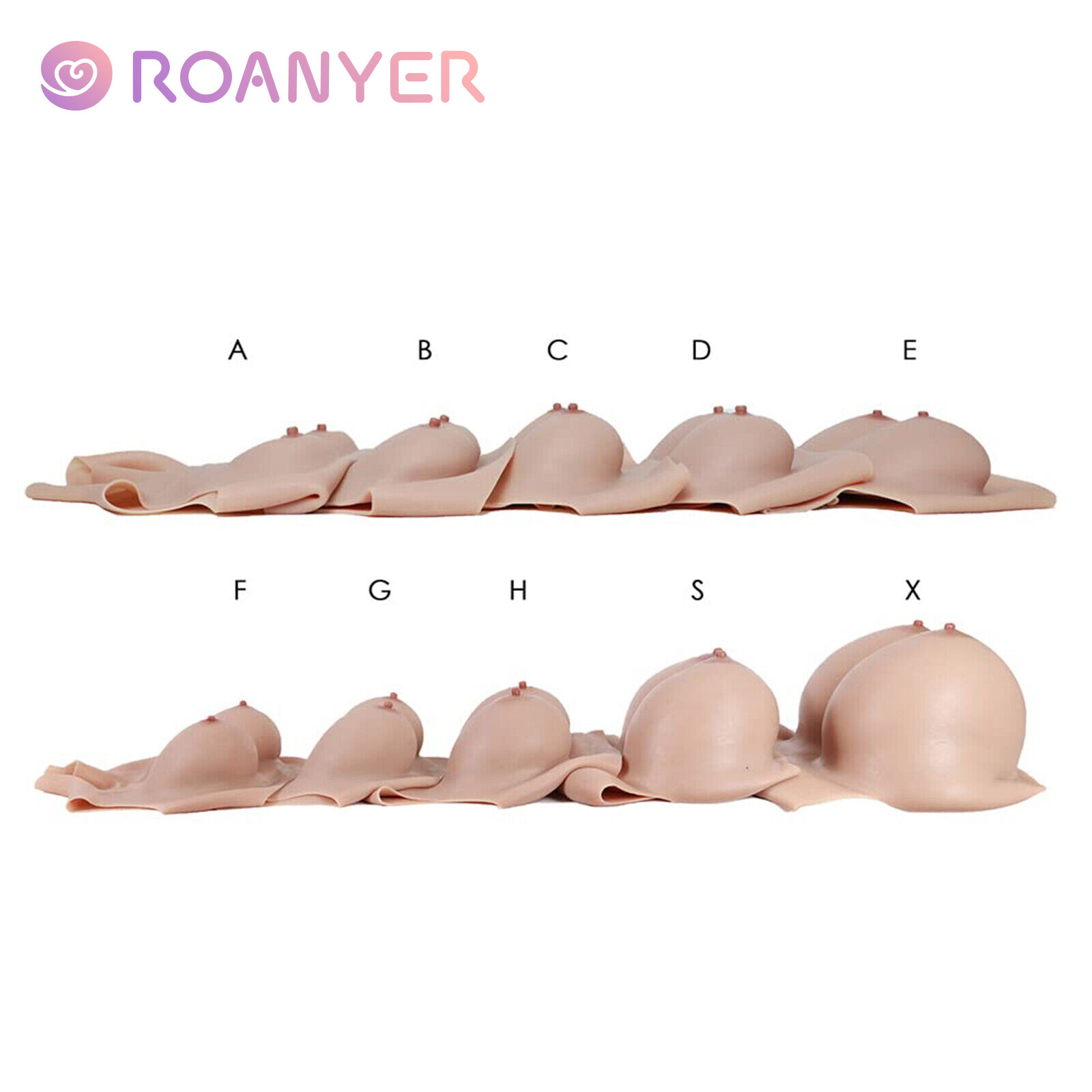 Roanyer Silicone Breast Form Fake Boobs Breastplate C-Z Cup for Crossdresser DQ
