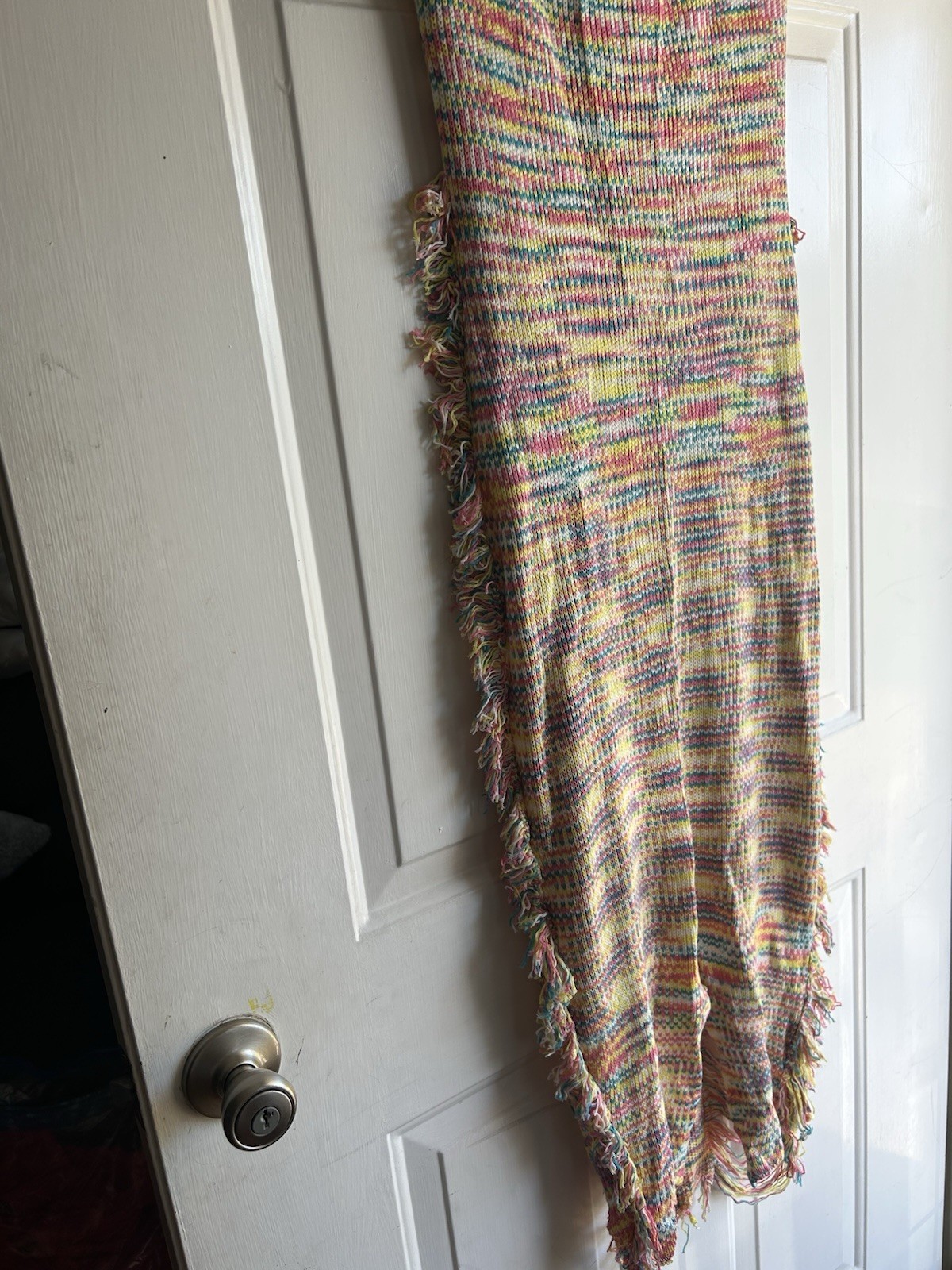 Fashion Nova Multicolor Nessa Knit Acrylic Fringe Maxi Square Neck L SD272