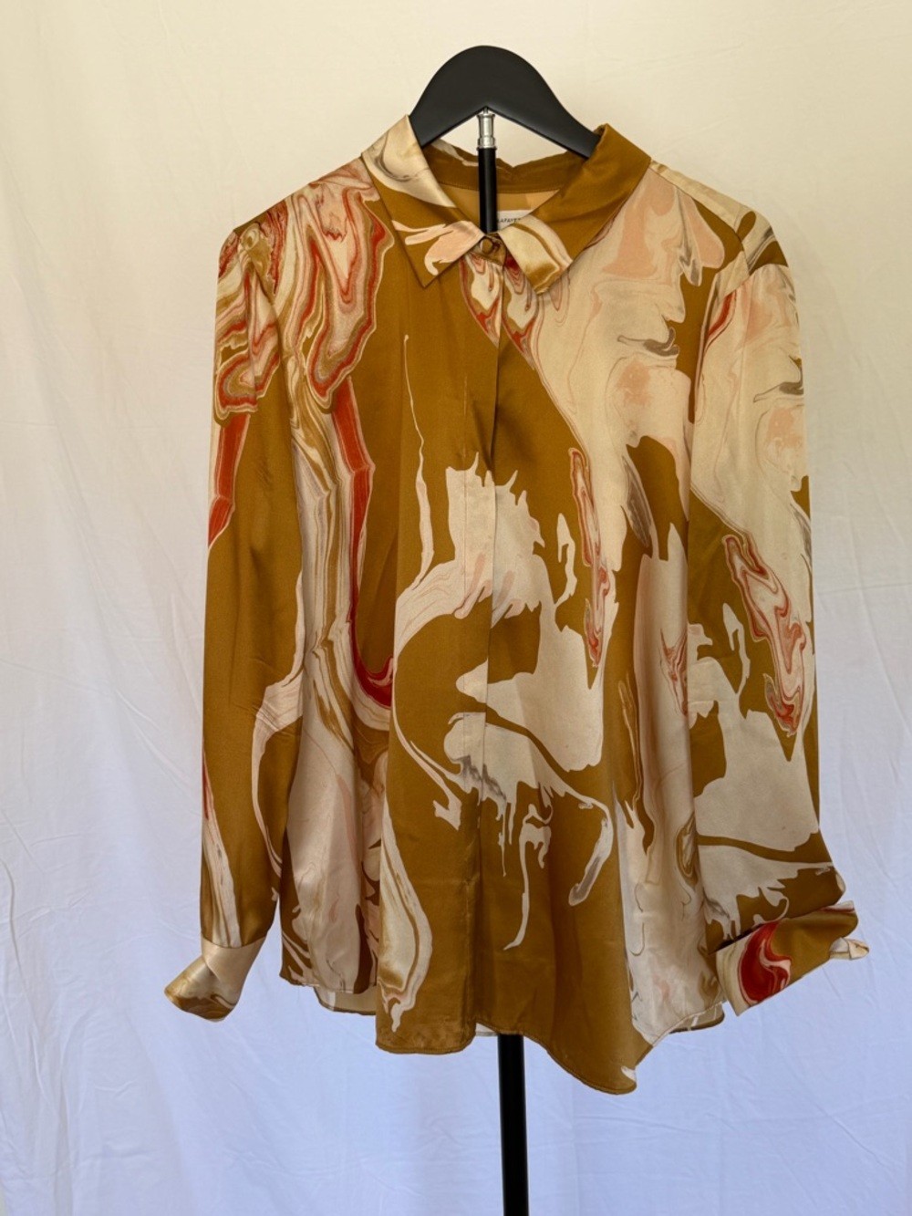 Lafayette 148 New York “Scottie Abstract Print Blouse” | 100% Silk | Size XL