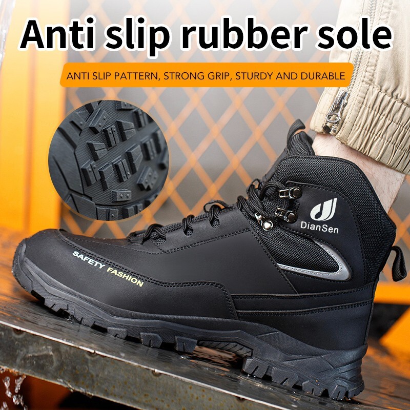 Men’s Steel Toe Work Boots Waterproof Anti-Smash Safety Shoes Construction Shoes