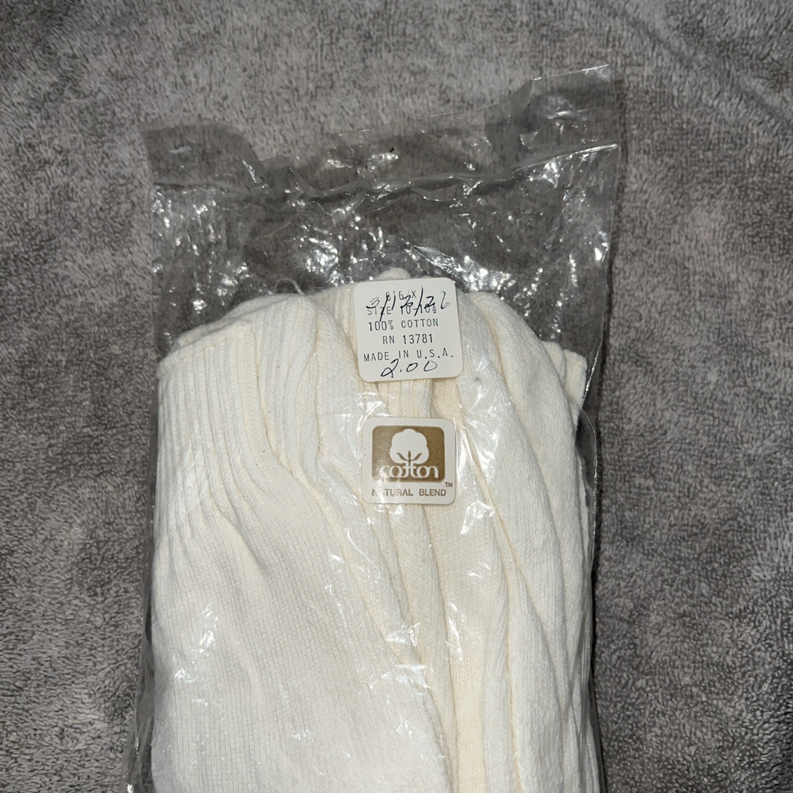 Vintage COTTON Natural Blend Cotton Socks Fits 10-10.5 One Pack Of 3 Pairs RARE