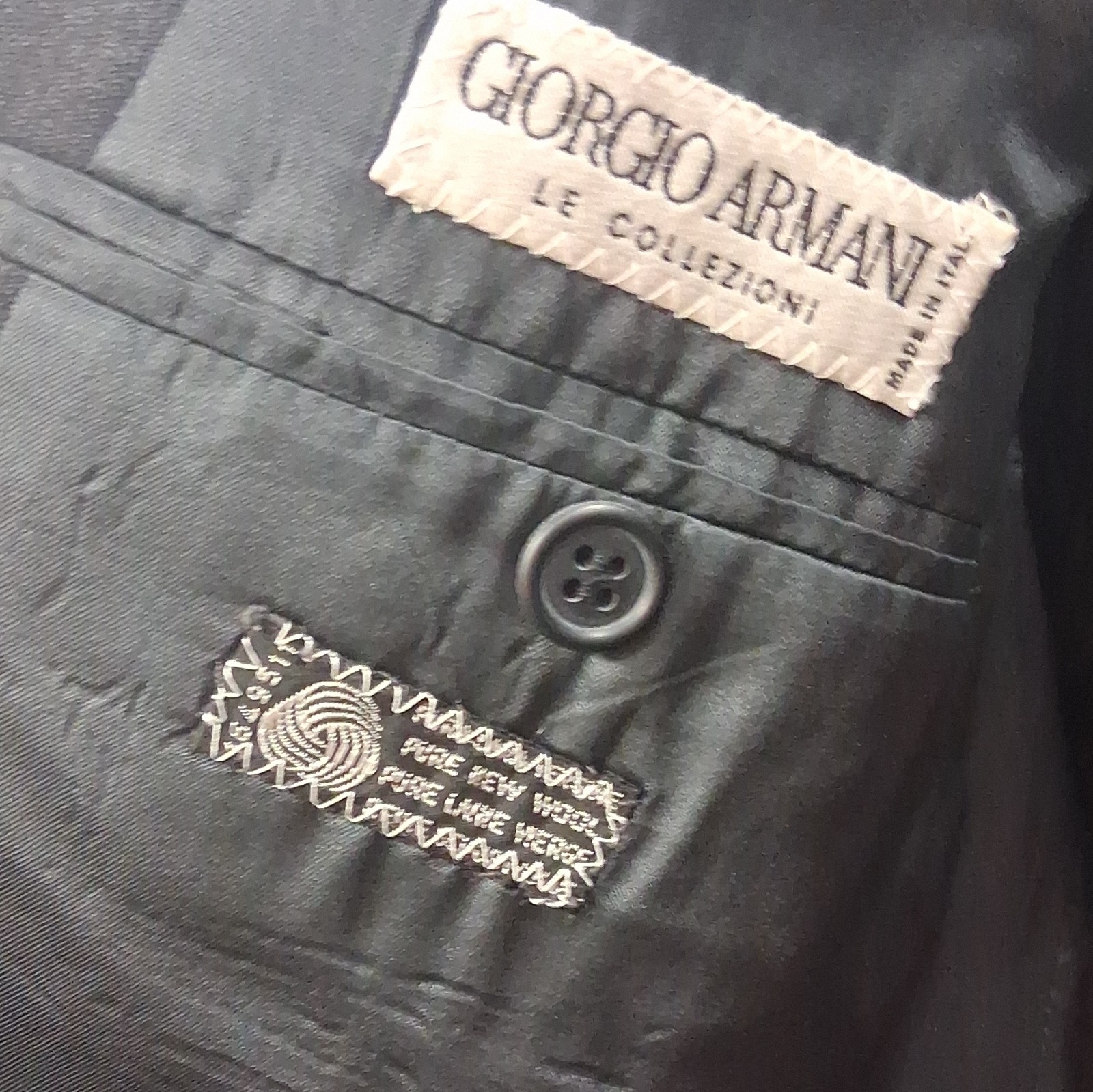 Giorgio Armani Le Collezioni Black Worsted Wool 2pc Suit 44R 38×32