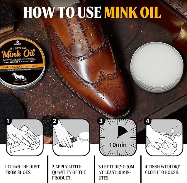 Mink Oil for Leather Boots Leather Conditioner and Cleaner 3.52Oz-All-Natural