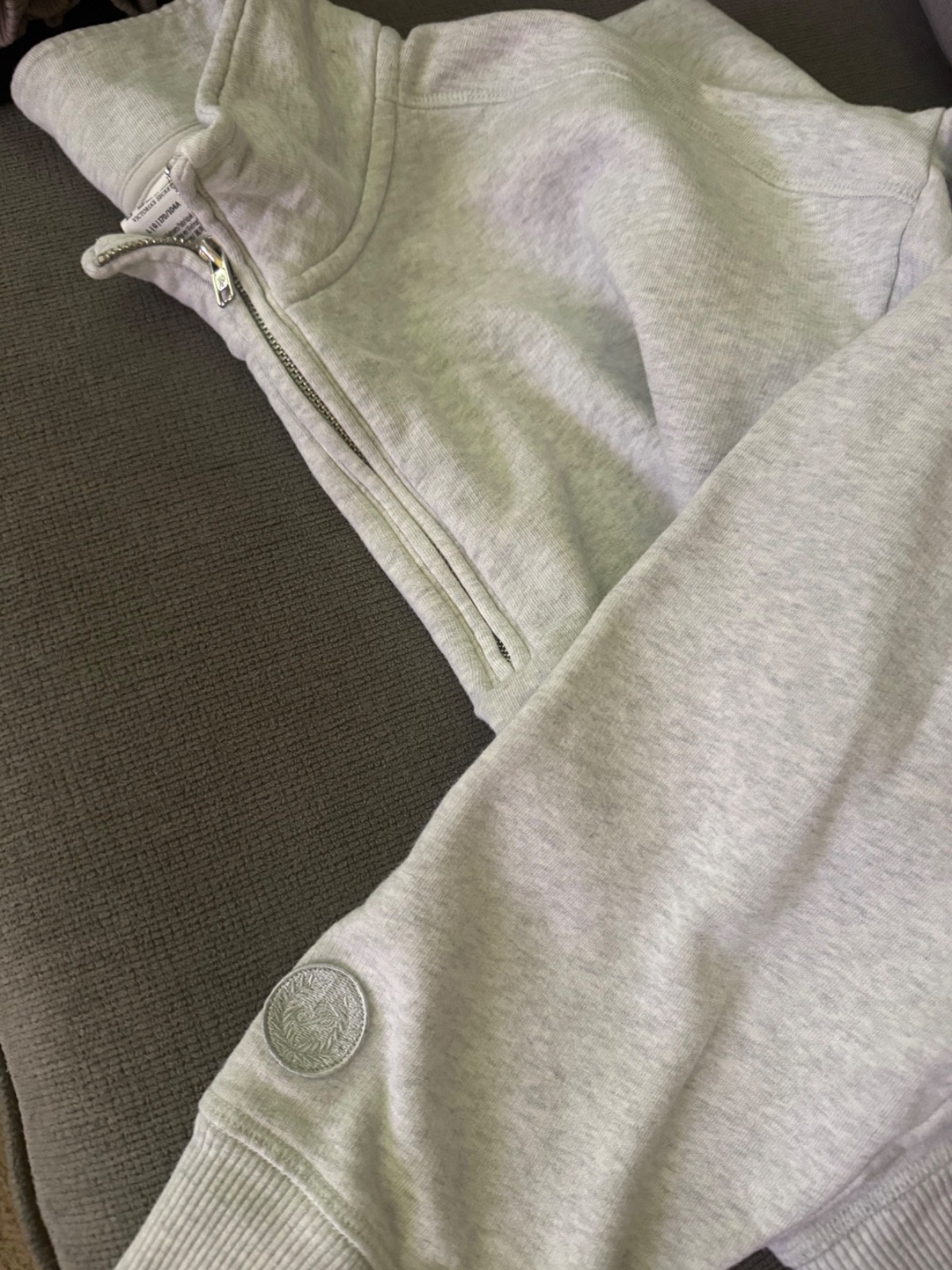Victoria secret Pink large Half-Zip Pullover Sweater – Light Gray