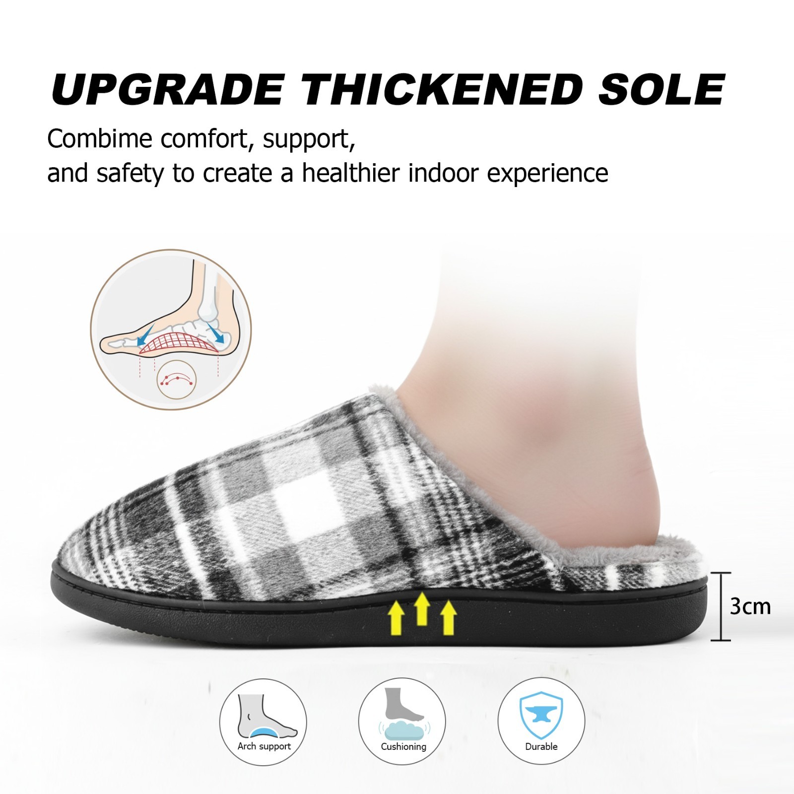 riemot Mens Memory Foam Indoor Bedroom Slippers Winter Warm Fluffy House Shoes