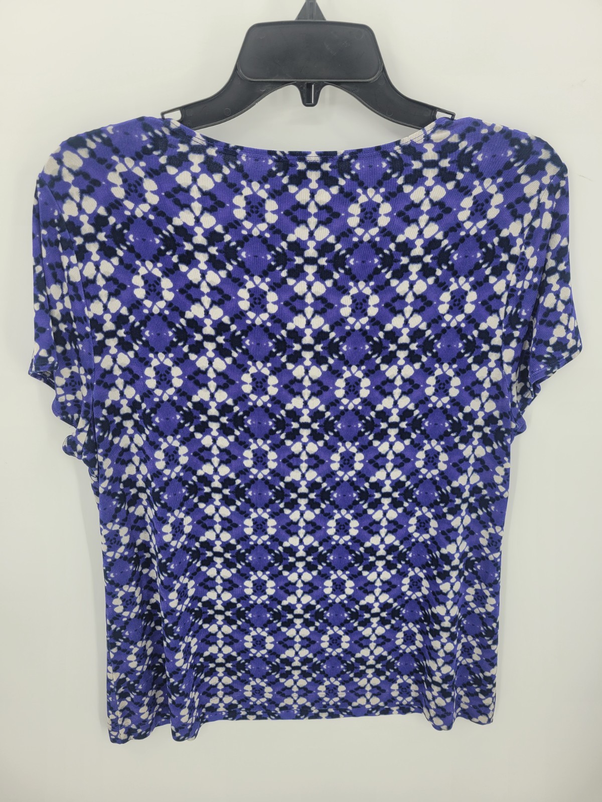 Chicos Travelers Top Womens Large Colorful Artsy Print Stretchy Short Sleeve