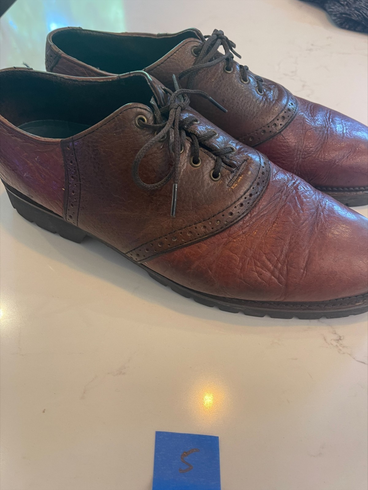 H.S. TRASK 13 M Bison Leather Saddle Shoes Model #1033
