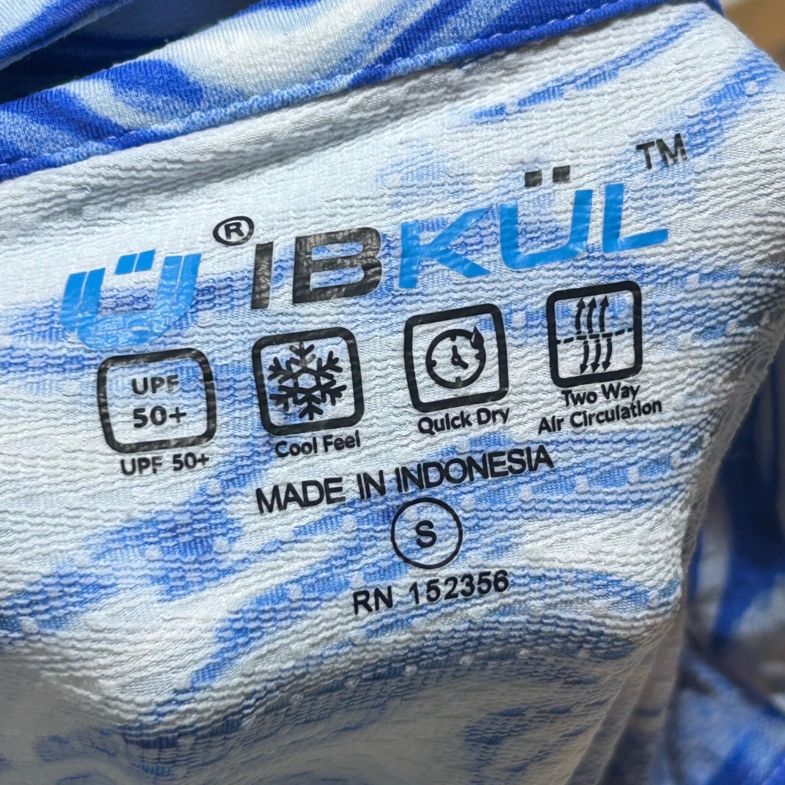 IBKUL Blue Marble Swirl Quarter Zip Sun Shirt UPF 50+ Long Sleeve Small