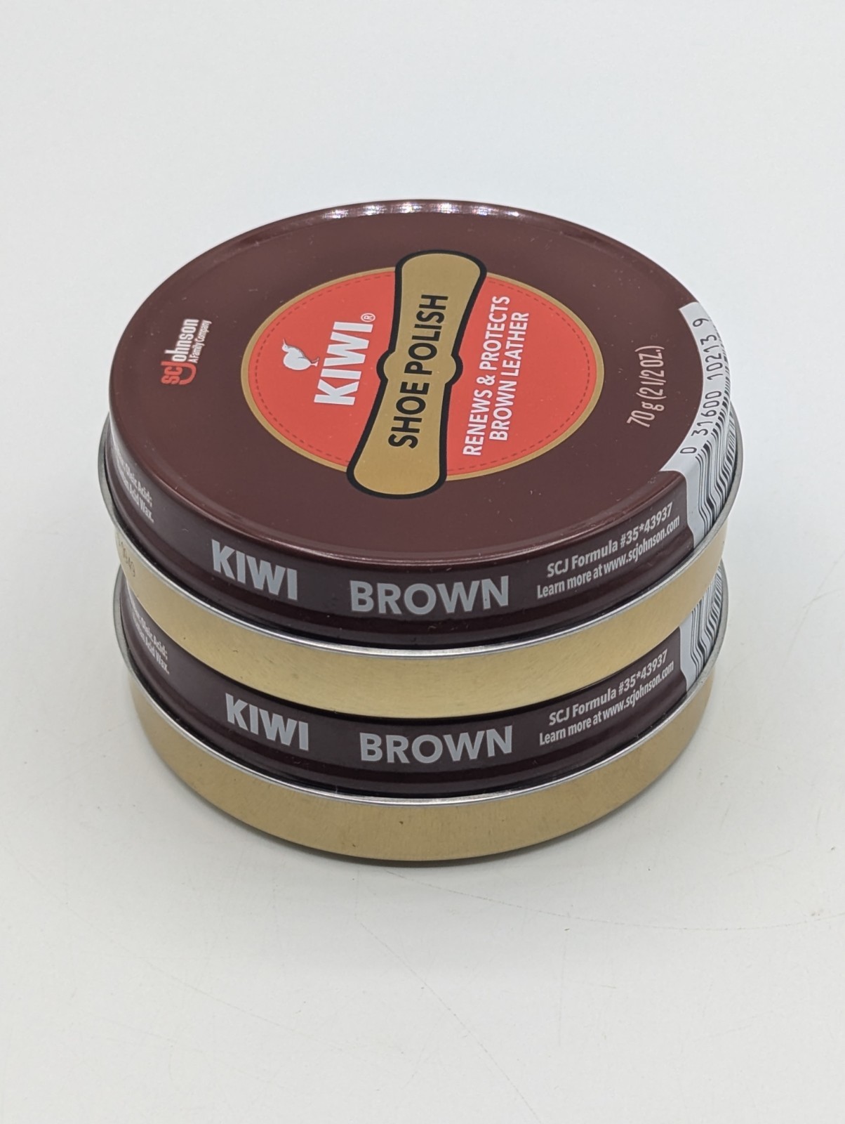 2-Pack Kiwi BROWN Shoe Polish 2.5oz/70g – Renews & Protects Brown Leather New