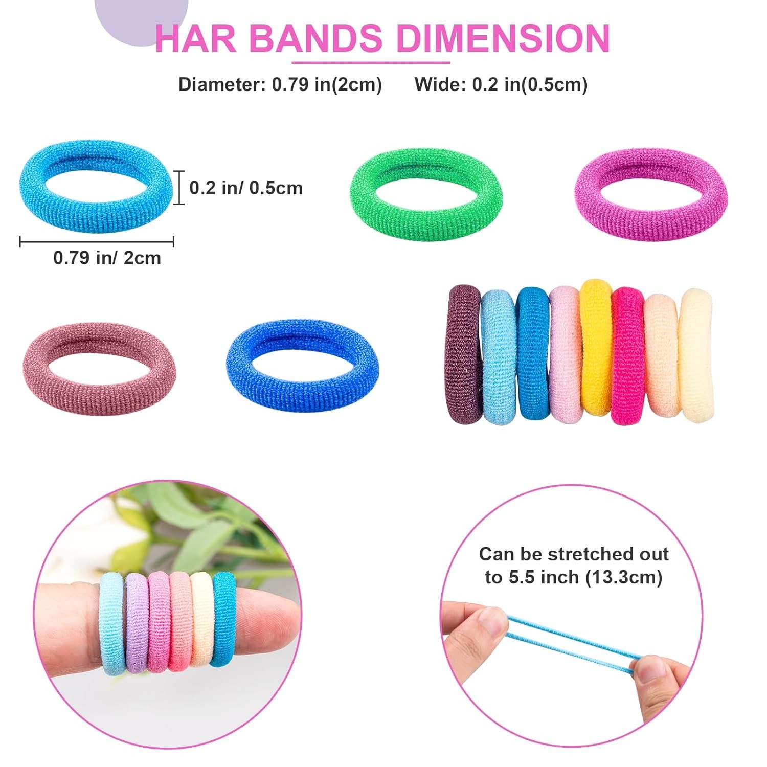 400 PCS Multicolor Cotton Hair Ties Small Baby Hair Ties for Kids and Girls