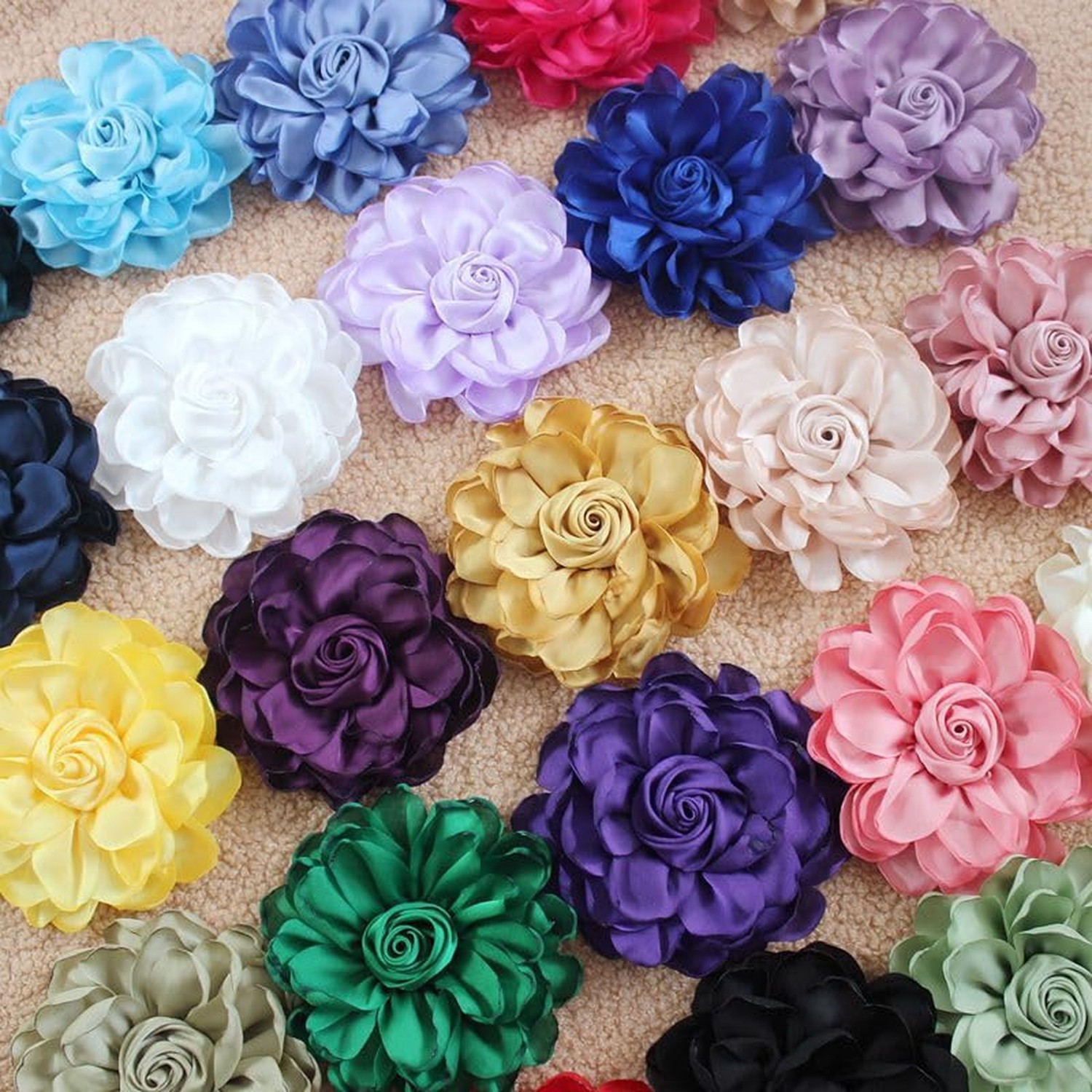 Extra Large Satin Fabric Flower Brooch for Women Elegant Rose Camellia Floral…