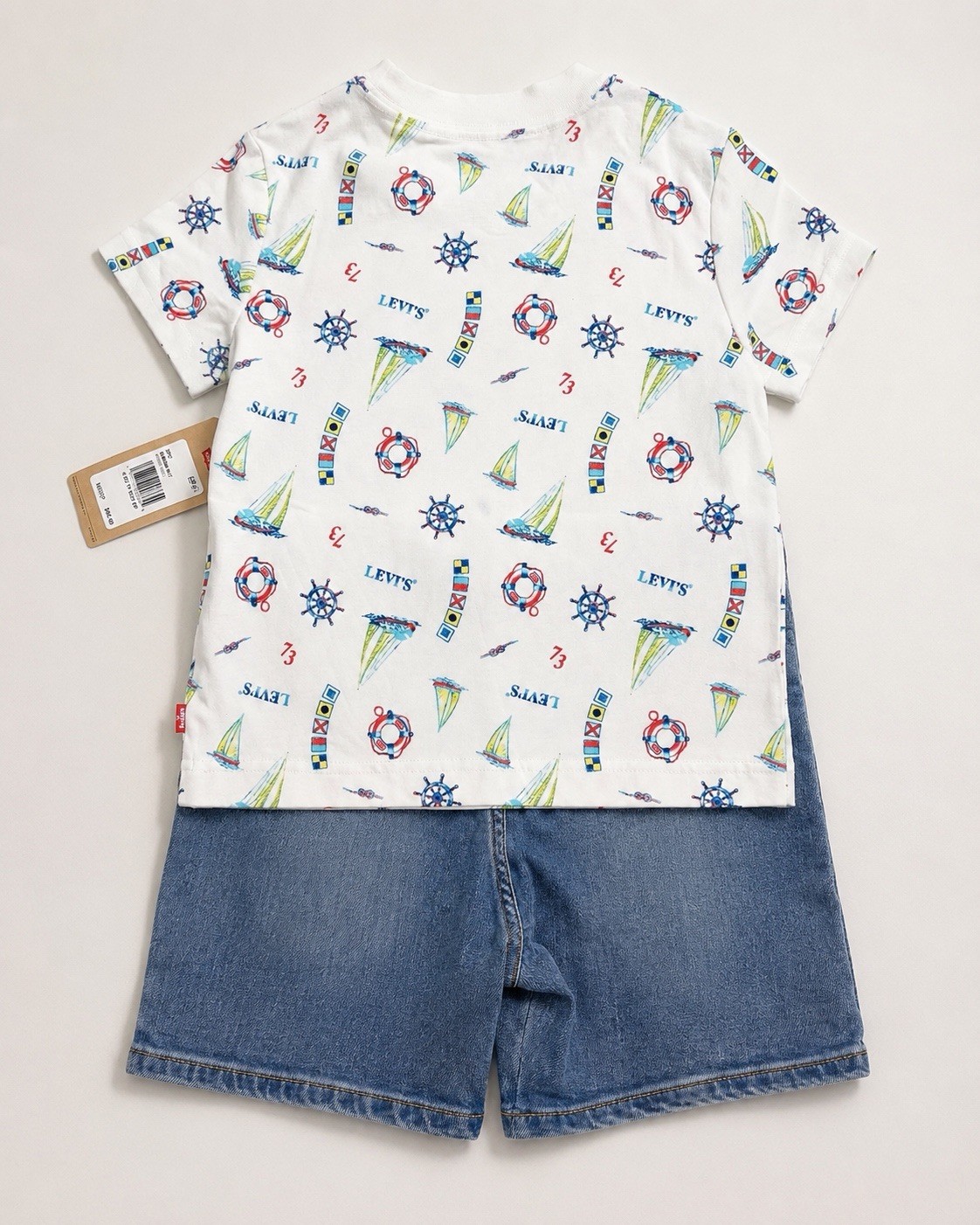Levi’s Kids 2 Piece Shortall Set Size 4 XS Denim Overalls Nautical NWT