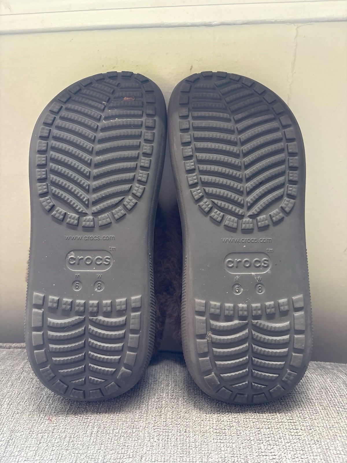 Crocs Furever Crush Sherpa Lined Platform Clogs Brown Platform W 8 M 6