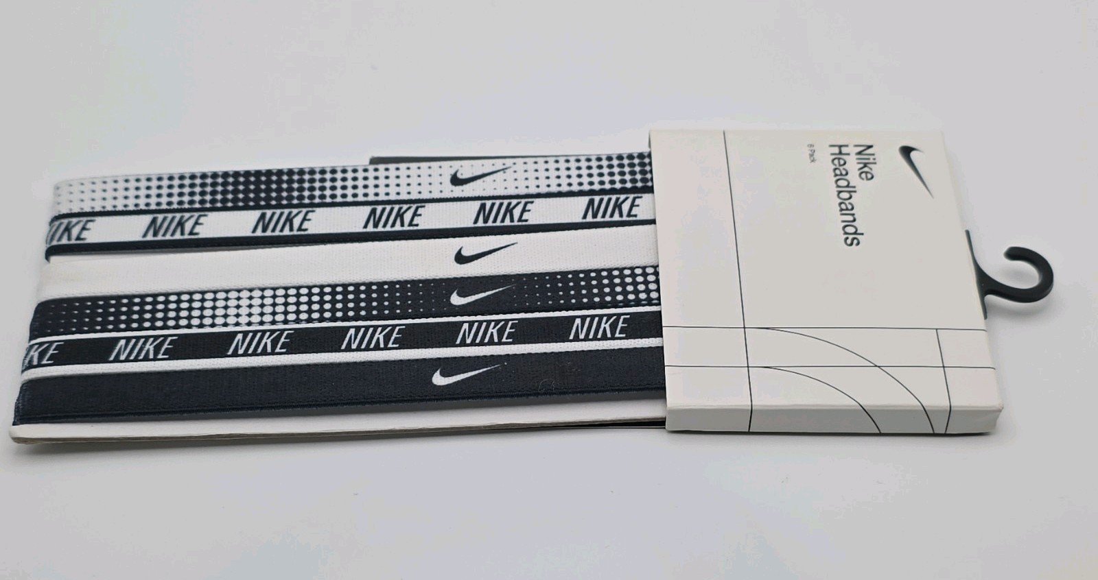 Nike 6 Pack Headbands Black/White Logo Polka Dot Machine Washable Unisex