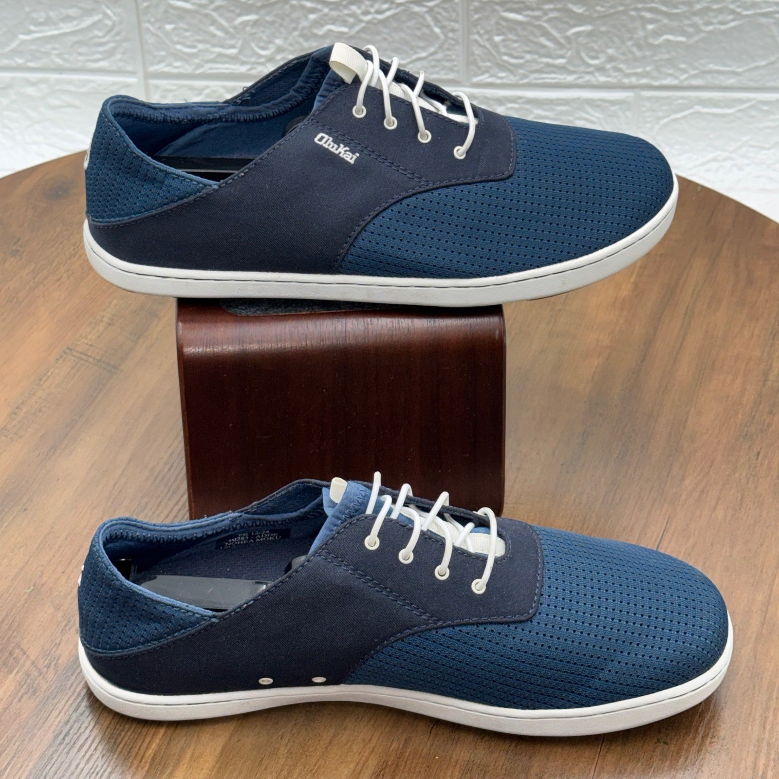 OluKai Nohea Moku Boat Shoes Mens 8.5 Blue Mesh Slip On Sneakers