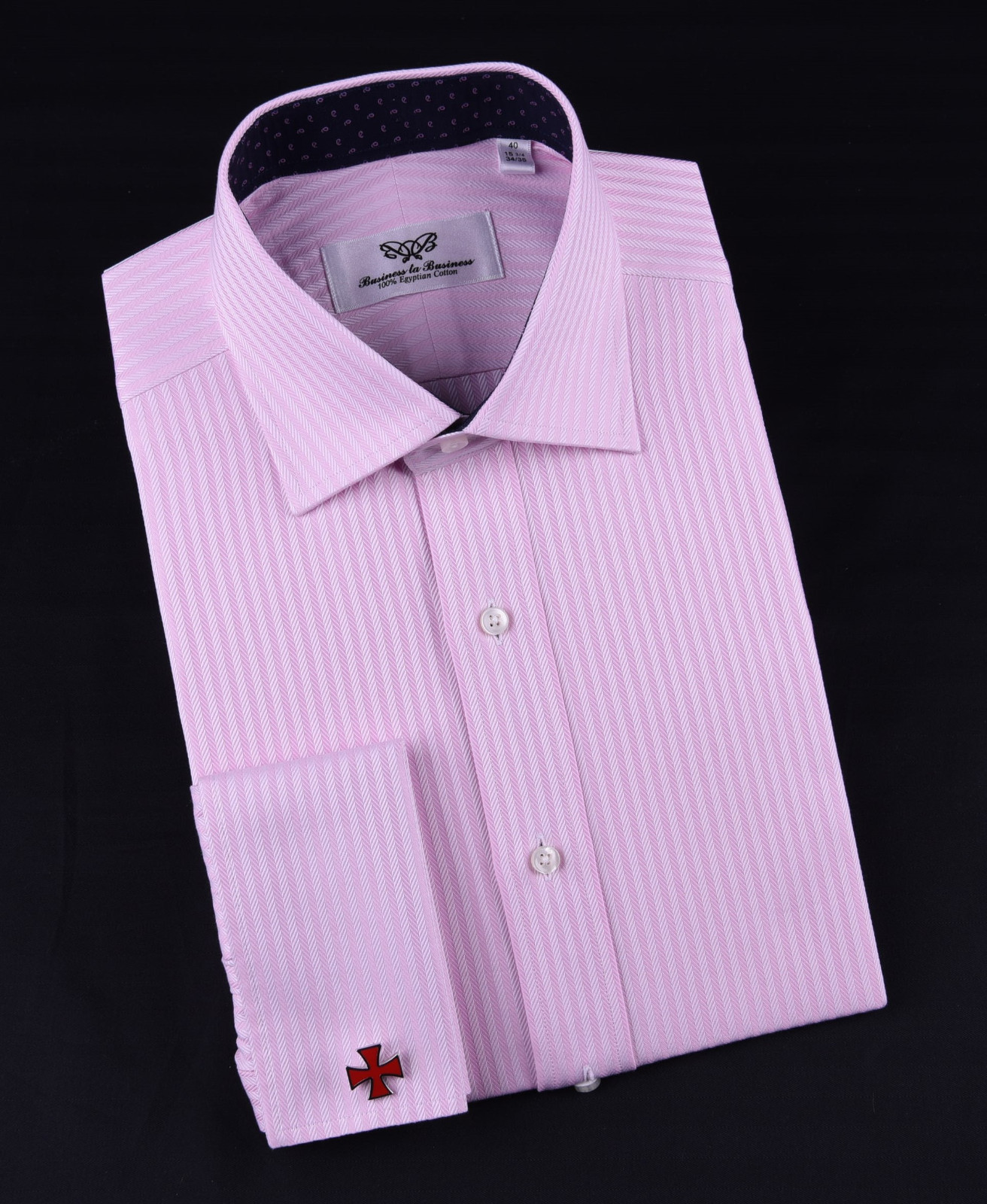 Pink Herringbone Formal Business Dress Shirt Contrast Floral Sexy Boss Design