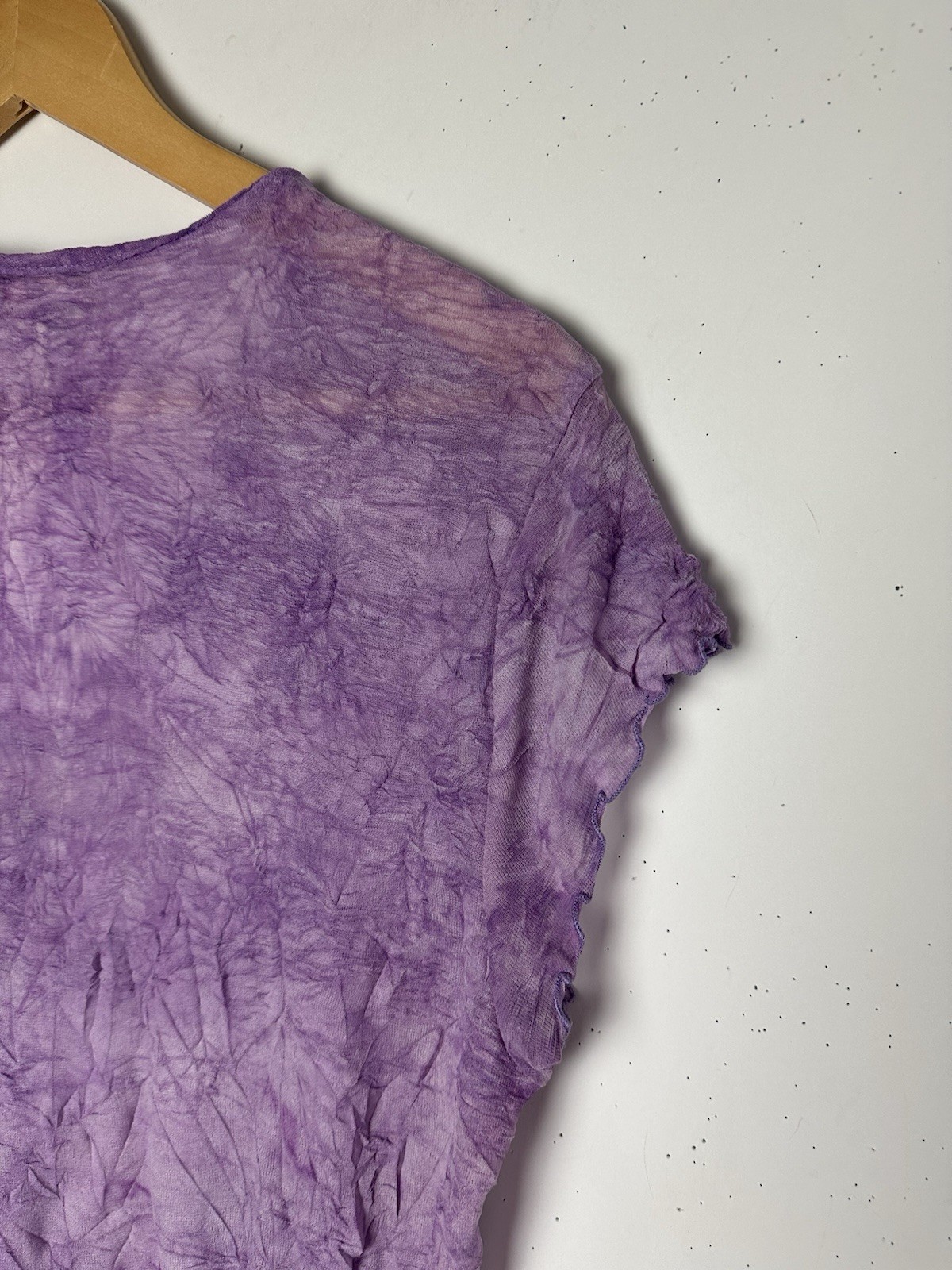 Vtg Y2K Babydoll Top Purple Crinkle Mesh Stretch Whimsigoth Fairy Grunge 90s 1X