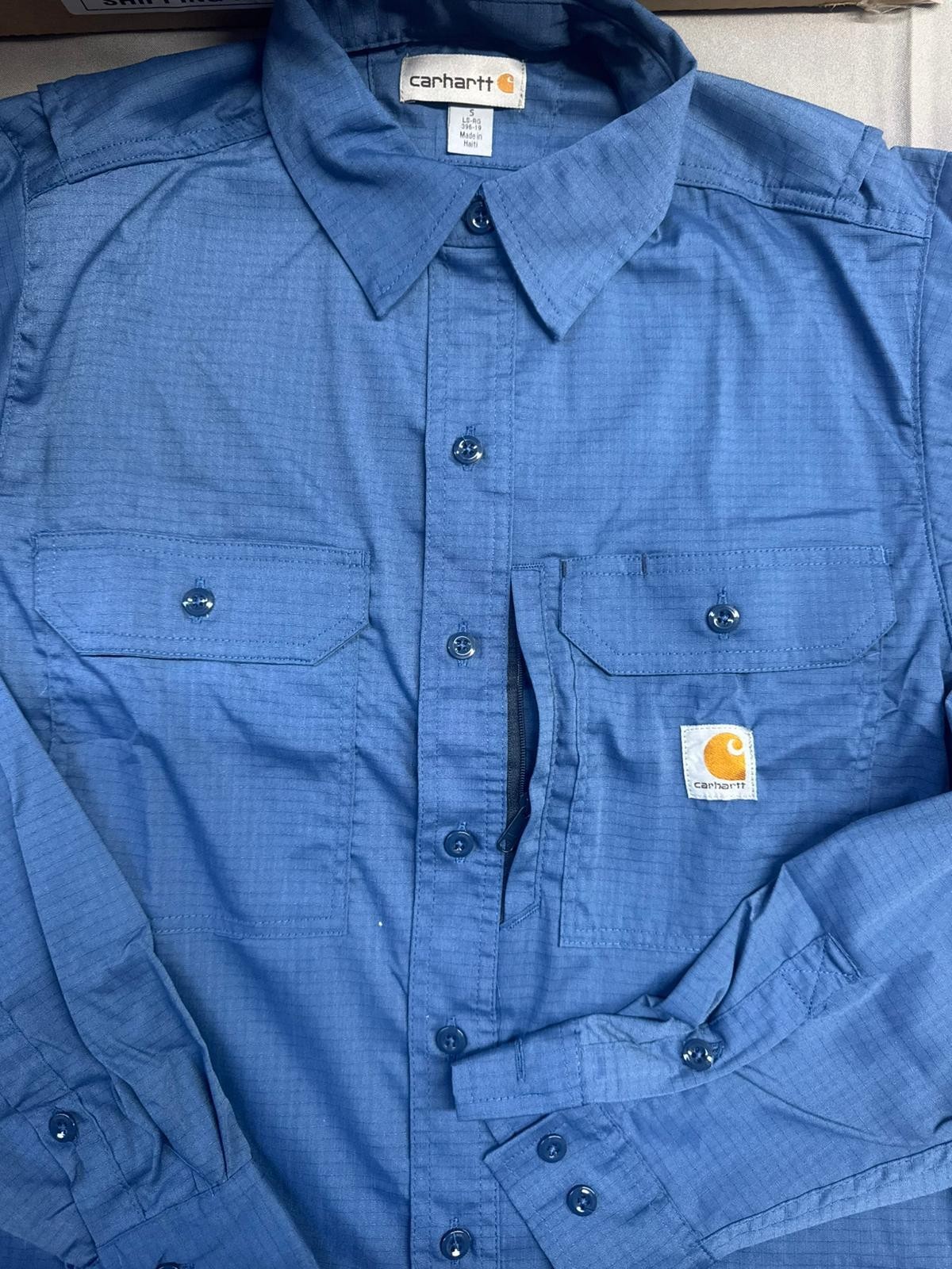 Carhartt Mens Long-Sleeve Button-Down Work Shirt, Blue