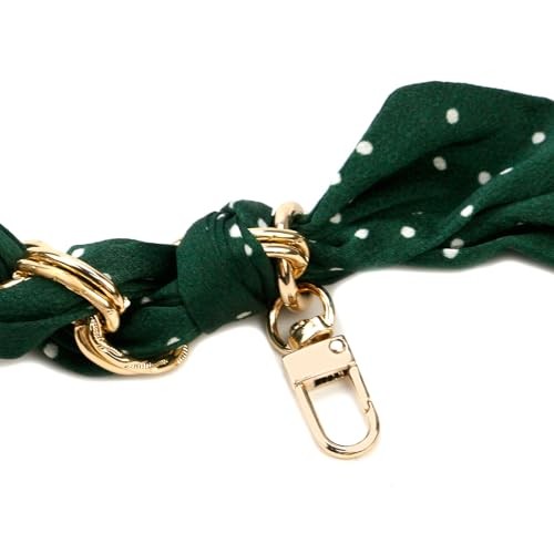 Elegant Purse Chain Strap with Silk Scarf 30cm/11.81″ Purse Handle Strap Green