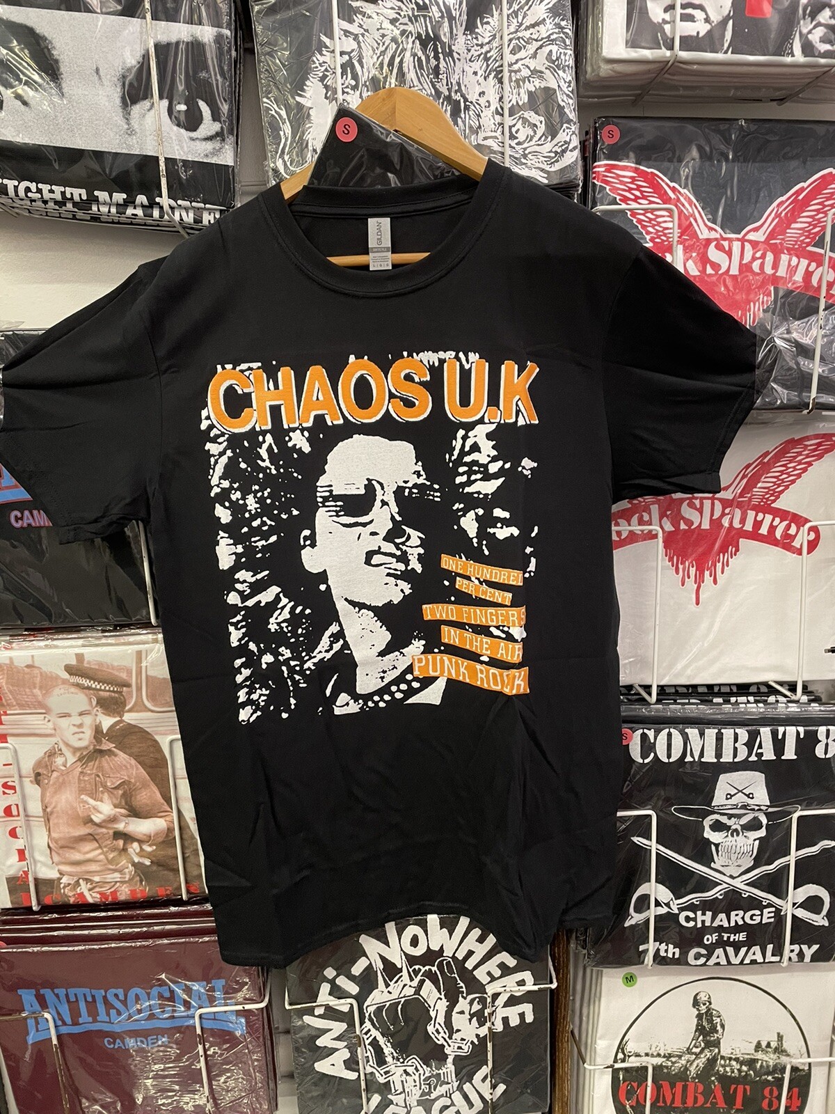 Reprint CHAOS UK 2 Fingers In The Air T.Shirt Punk GBH Hardcore Discharge All Si
