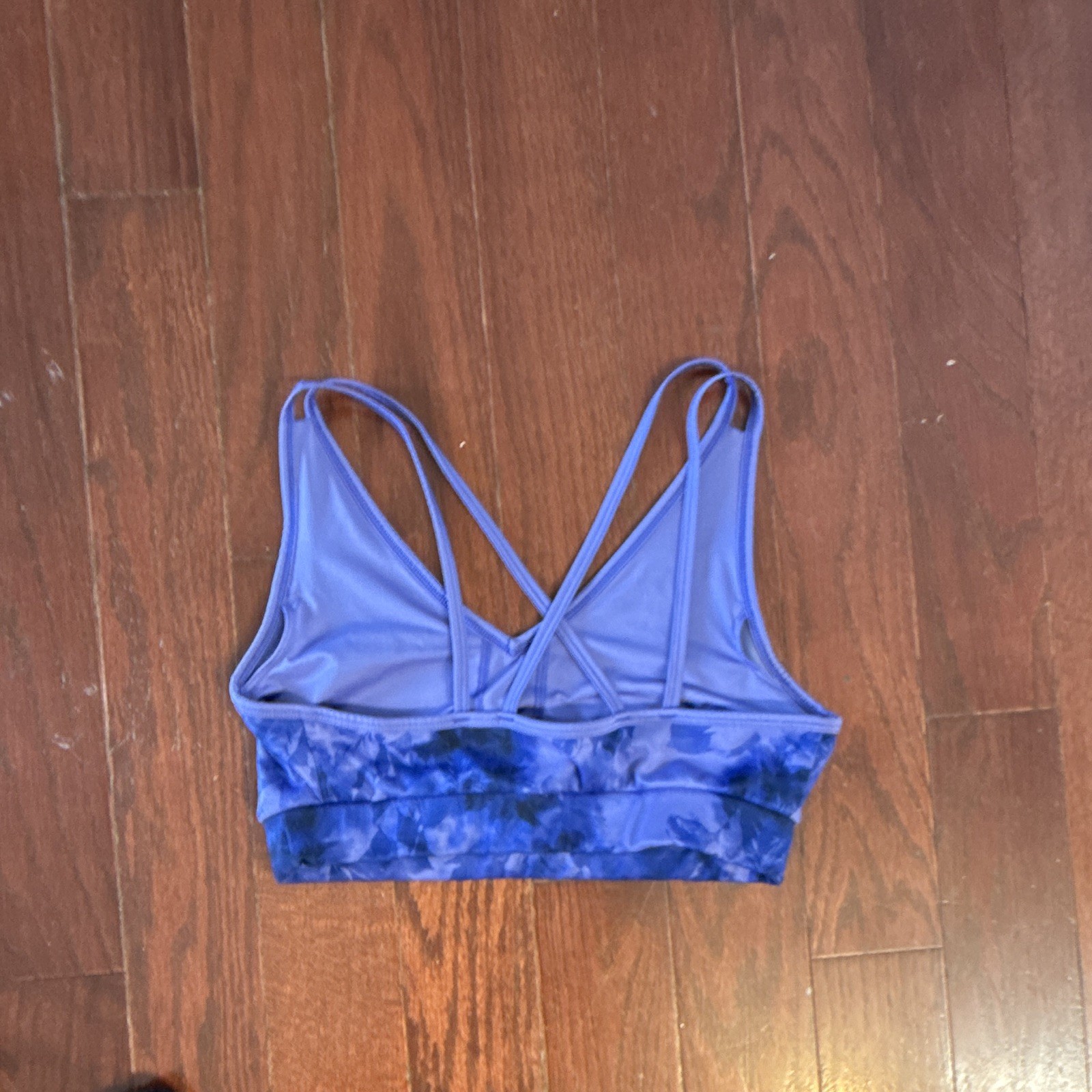 Avia Women’s Blue Purple Floral Crossback Sports Bra Wireless Pullover Stretch M