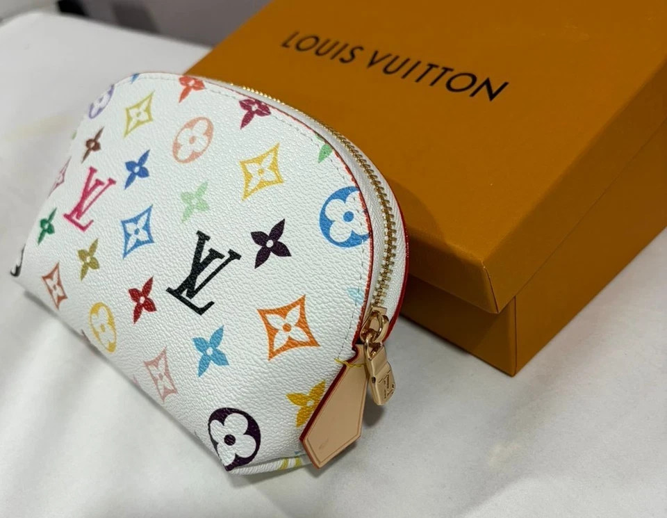 LOUIS VUITTON Multicolor Pochette Cosmetic PM Pouch White