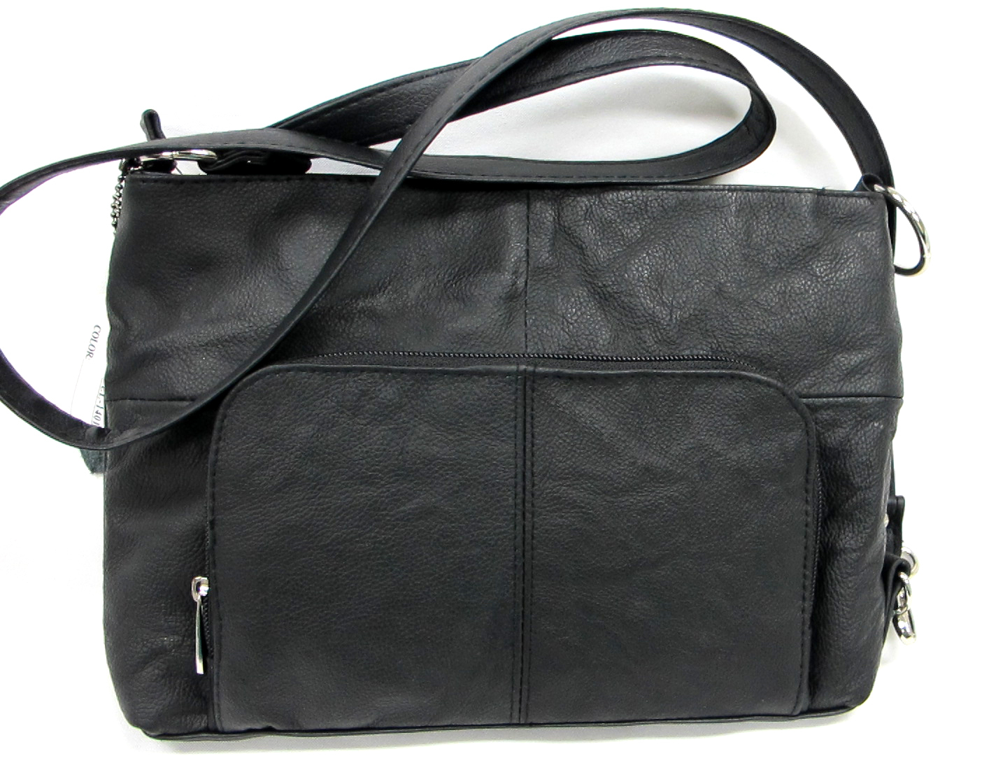 Genuine Leather 3 in 1 Cross body Shoulder Slim Purse w/ Organizer Medium Black