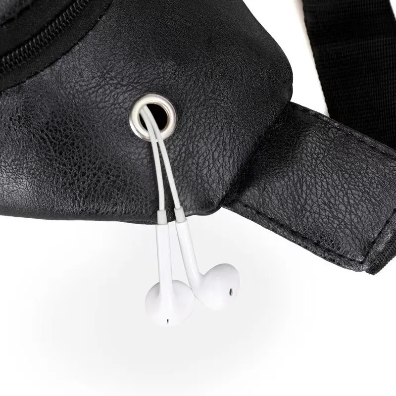 Men’s PU Leather Sling Bag Crossbody Chest Pack Travel Shoulder Messenger Bag