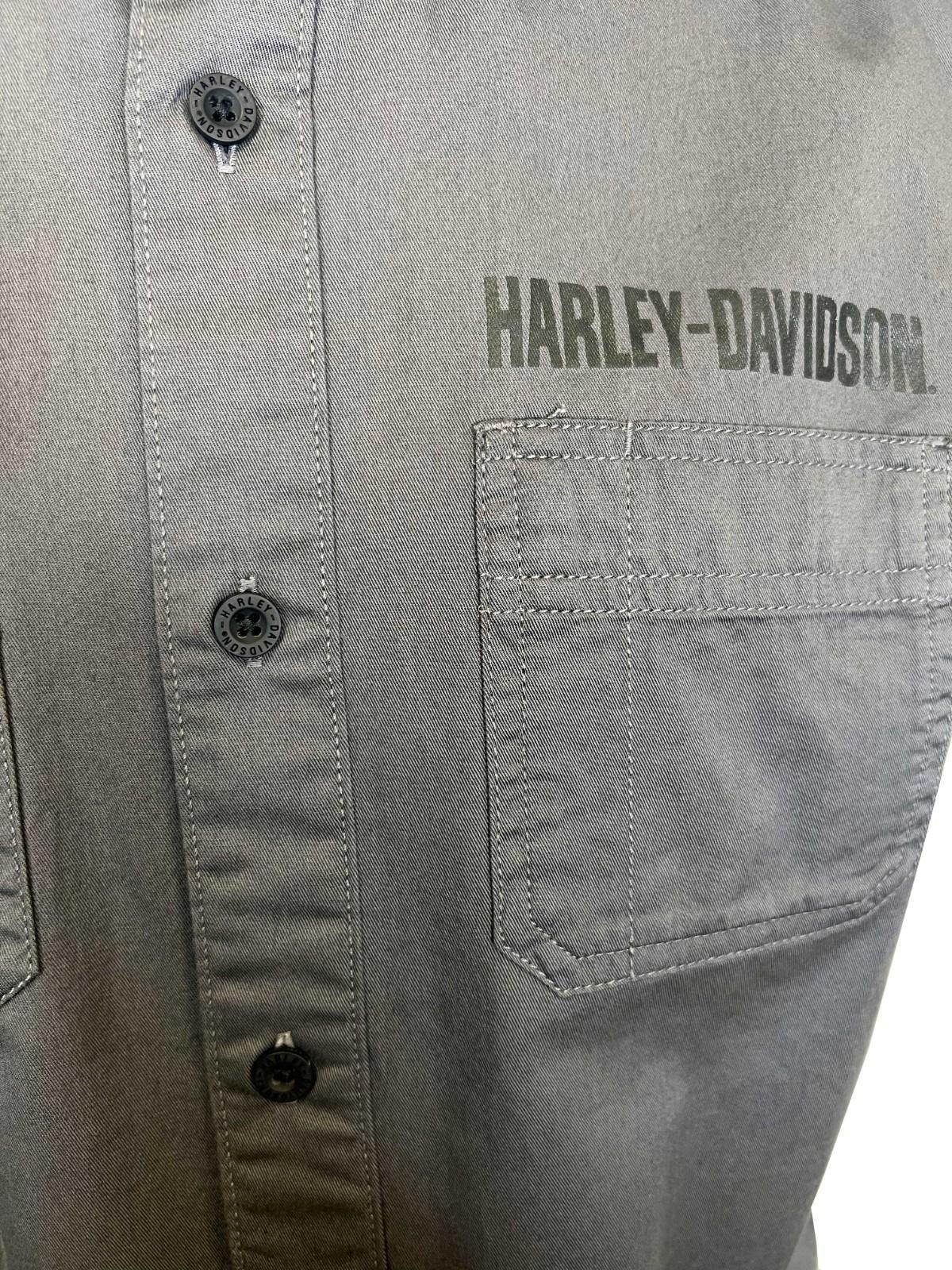 Harley-Davidson Men’s Dark Grey Vest Logo Patch Sleeveless Shirt (S68)