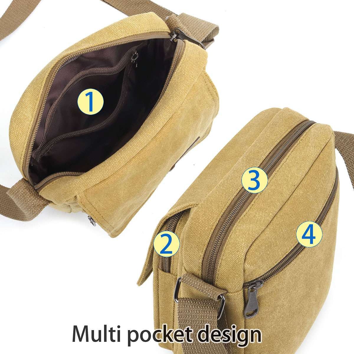 USA Vintage Canvas Crossbody Bag Portable School Satchel Messenger Shoulder Men