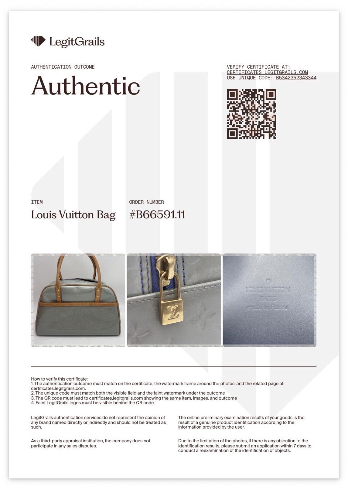 Louis Vuitton LV Monogram Tompkins Sq Vernis Patent Leather Gray Tote Bag + COA