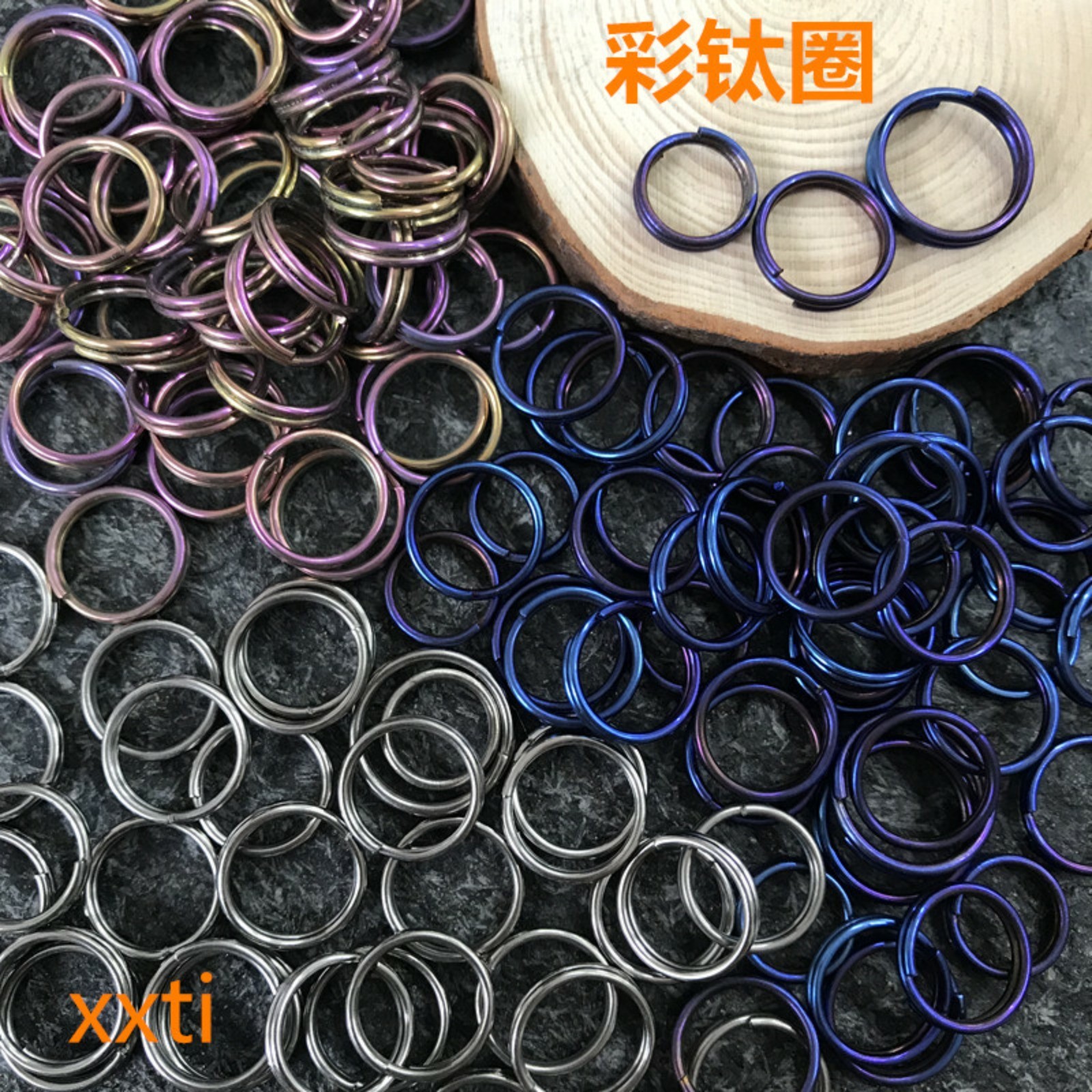 10pcs 10/12/14mm Titanium Alloy Circle Key Ring Hanging Split Ring Keychain