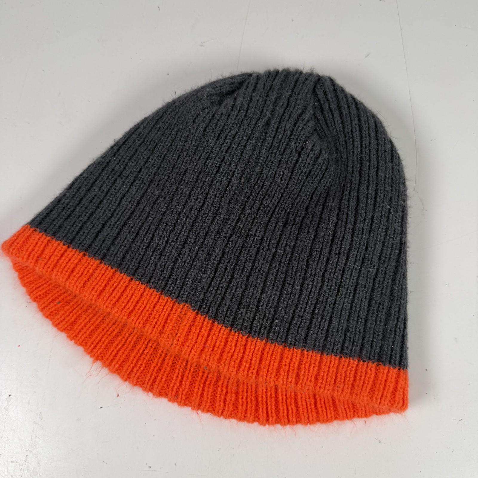 Nike Beanie Hat Charcoal Grey Orange Knit Winter Warm One Size Unisex