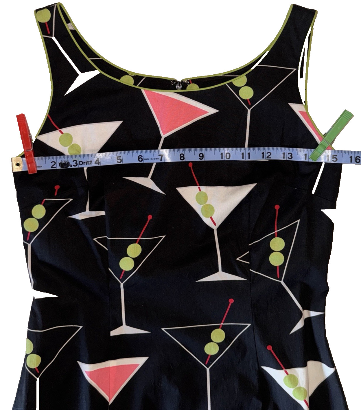 Becky & Max Y2K Black Martini Print Sleeveless Dress sz 2 NWOT