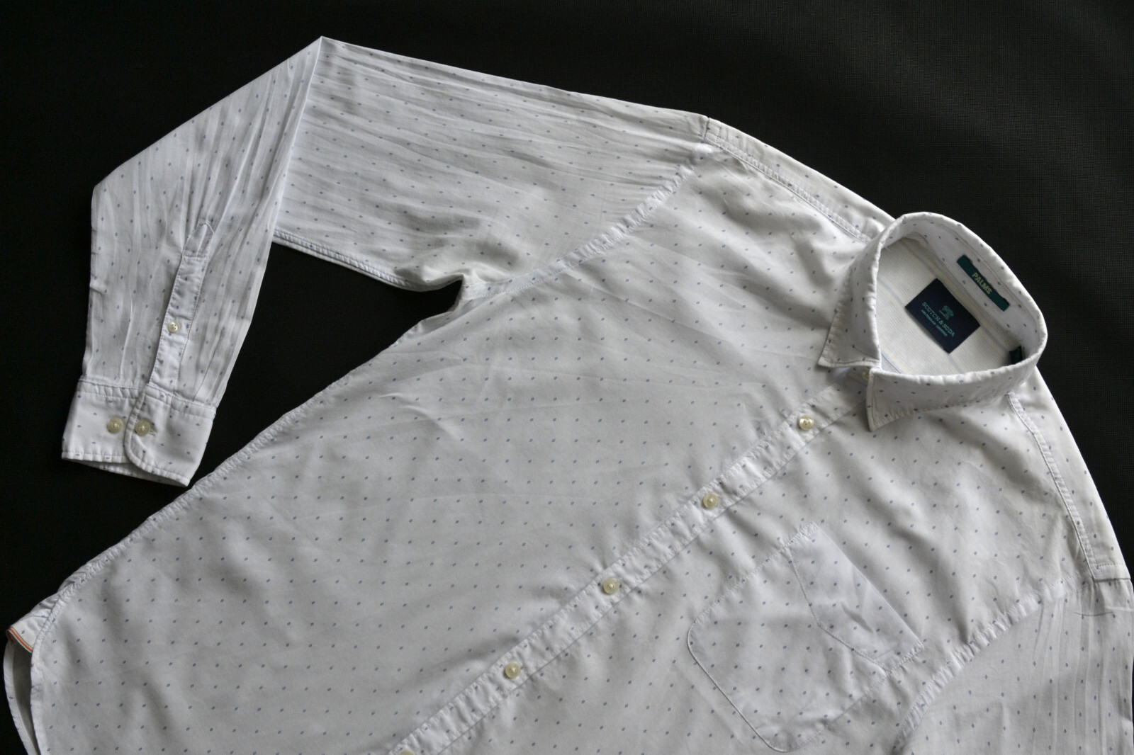 SCOTCH & SODA PALMS Men’s Summer Shirt Men’s Shirt Size L White/White Cotton